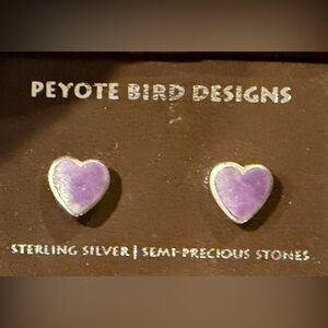 Peyote Bird Sterling Silver Purple Heart Earrings